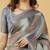 Blue polyester woven design saree with blouse