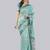 Turquoise polyester printed saree with blouse