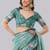 Turquoise polyester printed saree with blouse