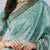 Turquoise polyester printed saree with blouse