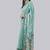 Turquoise polyester printed saree with blouse