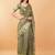 Olive polyester woven design saree with blouse
