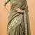 Olive polyester woven design saree with blouse