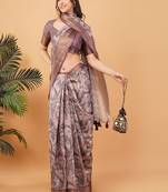 Multicolor polyester printed saree with blouse
