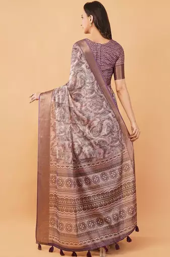 Multicolor polyester printed saree with blouse