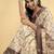 Off white polyester printed saree with blouse