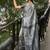Grey polyester woven design saree with blouse