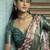 Maroon polyester printed saree with blouse
