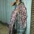 Maroon polyester printed saree with blouse