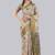 Beige polyester printed saree with blouse