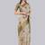 Beige polyester printed saree with blouse