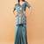 Teal polyester woven design saree with blouse