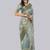 Sea green polyester printed saree with blouse