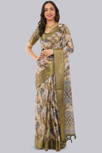 Multicolor polyester printed saree with blouse