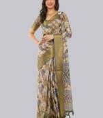 Multicolor polyester printed saree with blouse
