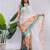 White pure linen printed saree with blouse