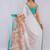 White pure linen printed saree with blouse