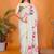 Off white pure linen printed saree with blouse