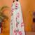 Off white pure linen printed saree with blouse
