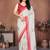 Off white pure linen printed saree with blouse