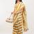 Yellow pure linen printed saree with blouse