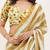 Yellow pure linen printed saree with blouse