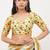 Yellow pure linen printed saree with blouse