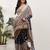 Multicolor pure linen printed saree with blouse