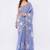 Blue pure linen printed saree with blouse