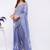 Blue pure linen printed saree with blouse
