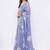 Blue pure linen printed saree with blouse