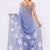Blue pure linen printed saree with blouse