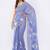 Blue pure linen printed saree with blouse