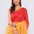 Multicolor pure linen printed saree with blouse