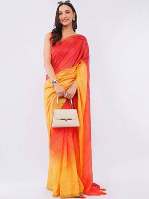 Multicolor pure linen printed saree with blouse 3