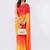 Multicolor pure linen printed saree with blouse