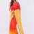 Multicolor pure linen printed saree with blouse
