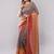 Brown pure linen woven design saree with blouse