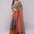 Brown pure linen woven design saree with blouse