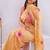 Yellow pure linen printed saree with blouse