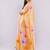 Yellow pure linen printed saree with blouse