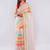 Off white pure linen striped saree with blouse
