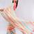 Off white pure linen striped saree with blouse