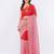 Red pure linen striped saree with blouse