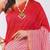 Red pure linen striped saree with blouse