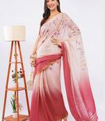 Multicolor pure linen printed saree with blouse