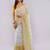 White pure linen printed saree with blouse