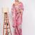 Pink pure linen printed saree with blouse