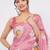 Pink pure linen printed saree with blouse
