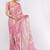 Pink pure linen printed saree with blouse